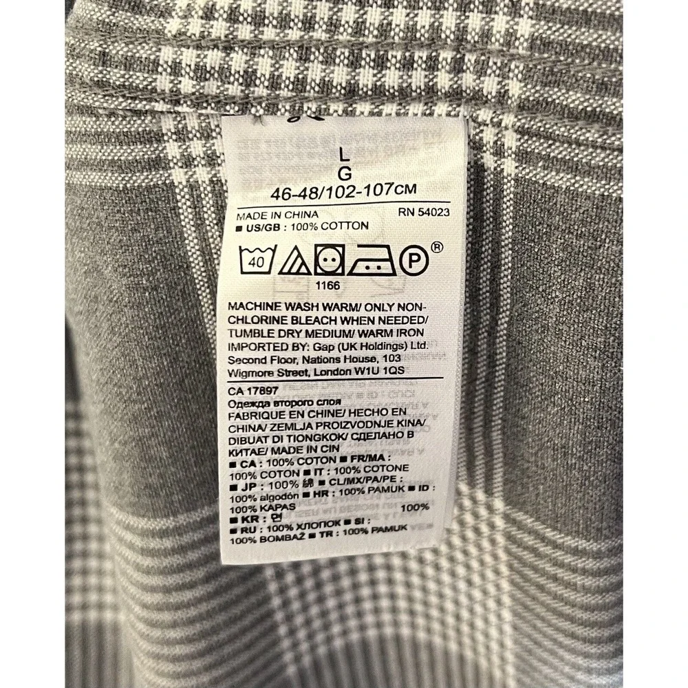 Banana Republic Cotton Stretch Grant Fit Oxford Shirt Men Size Large Gray Button